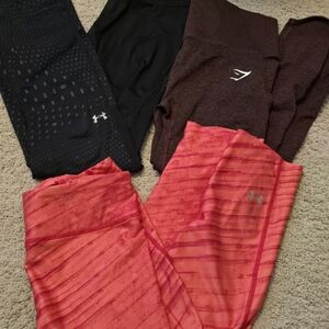 Gymshark Women's Ankle & Cropped Leggings - Black, Maroon, Coral Pink